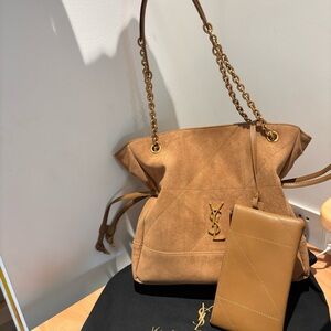 Yves Saint Laurent Brown Suede Shoulder Bag